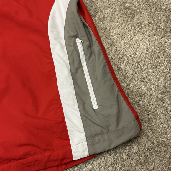 Footjoy Men's Large Short Sleeve 1/2 Zip Golf Windbreaker Jacket Red White - Picture 7 of 11
